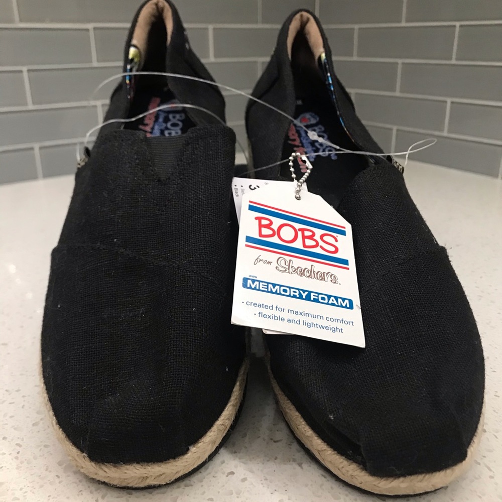 BOBS Black Canvas Wedge